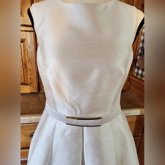 Maniju Ivory Sleeveless Fit and Flare Dress Size M - Picture 5 of 13